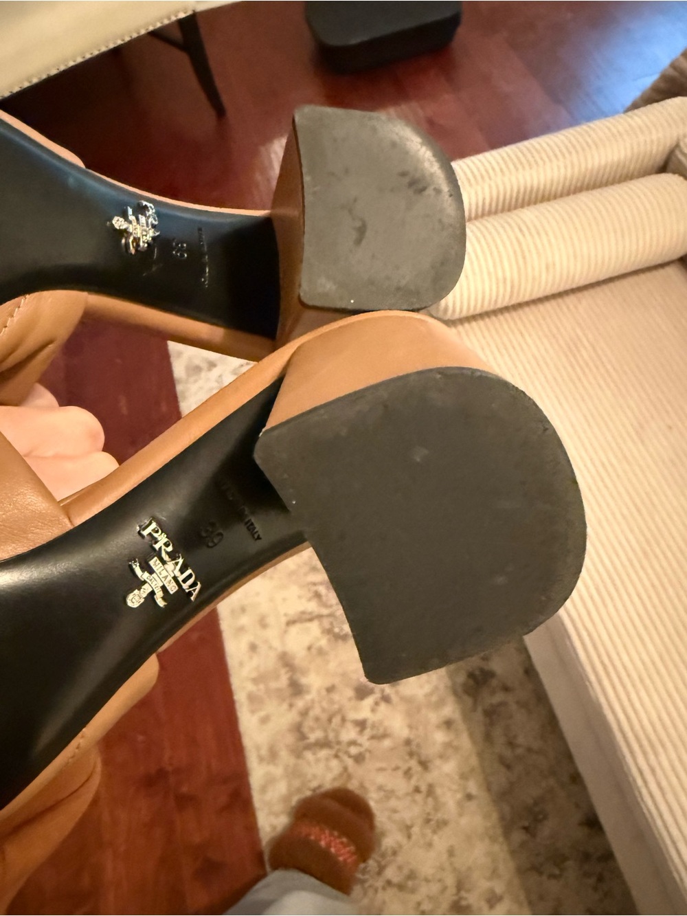 Prada Quilted Tan Leather Slide Mules - Picture 3 of 9